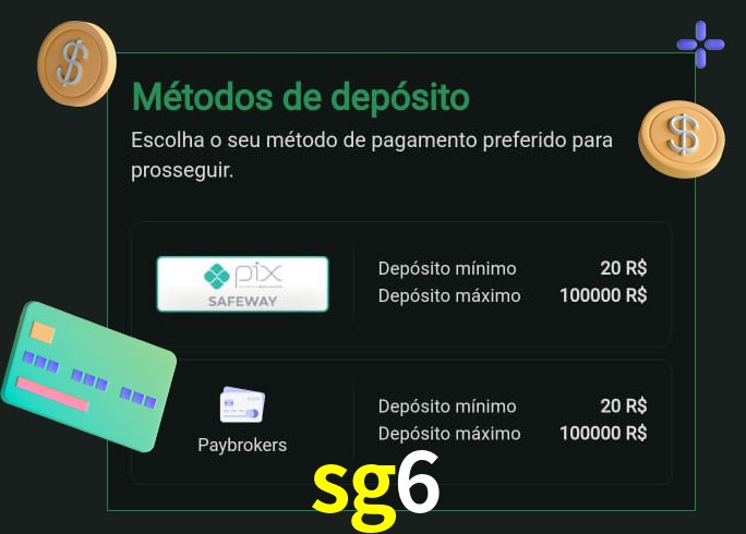 O cassino sg6 oferece uma grande variedade de métodos de pagamento